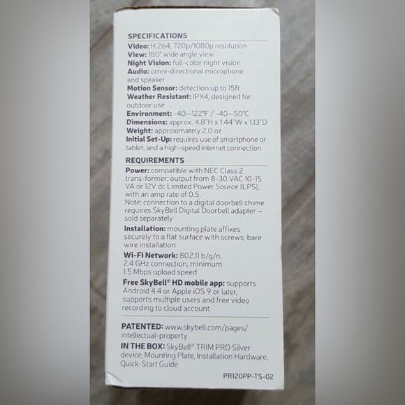 SKYBELL TRIM PRO 2 WIRELESS DOOR BELL CAMERA - Picture 3 of 4